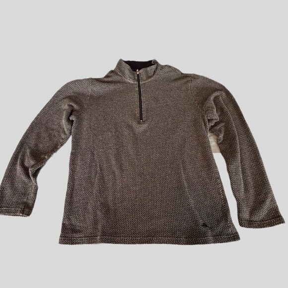 TOMMY BAHAMA 1/4 ZIP MEN Large ZIG-ZAG Chevron Grey PULLOVER SWEATER TOP Golf - Picture 1 of 7